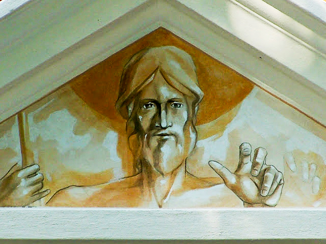 Particolare Cristo Pastore - acrilico Capitello di sant' Antonio Corbolone